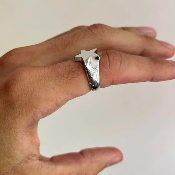 Y2K Vintage Silver Star Ring – Size 8, Unisex, Brand New - Picture 12 of 14